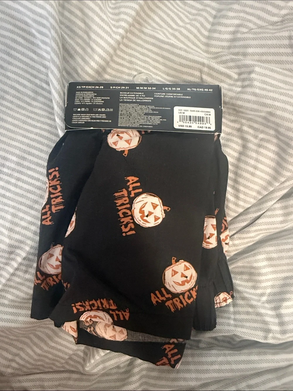 Black Stretch Underwear with Pumpkin Pattern